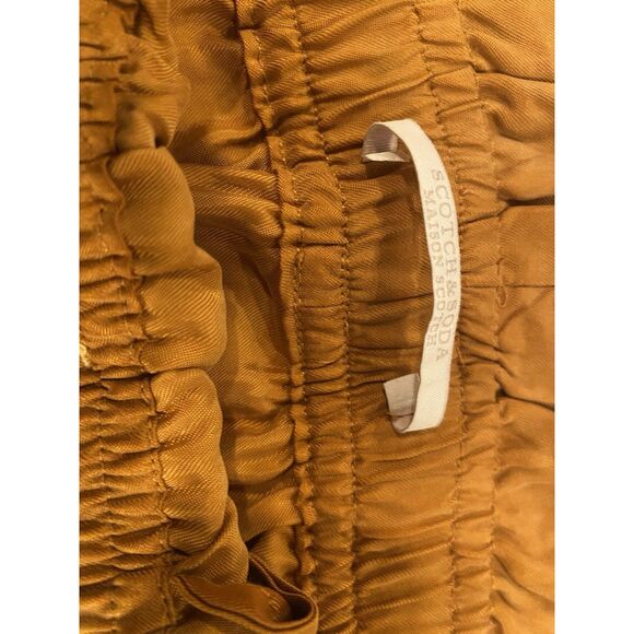 Scotch & Soda Skirt XSmall Drawstring Tied Waist Striped Sides Cupro Short Brown - Picture 6 of 8